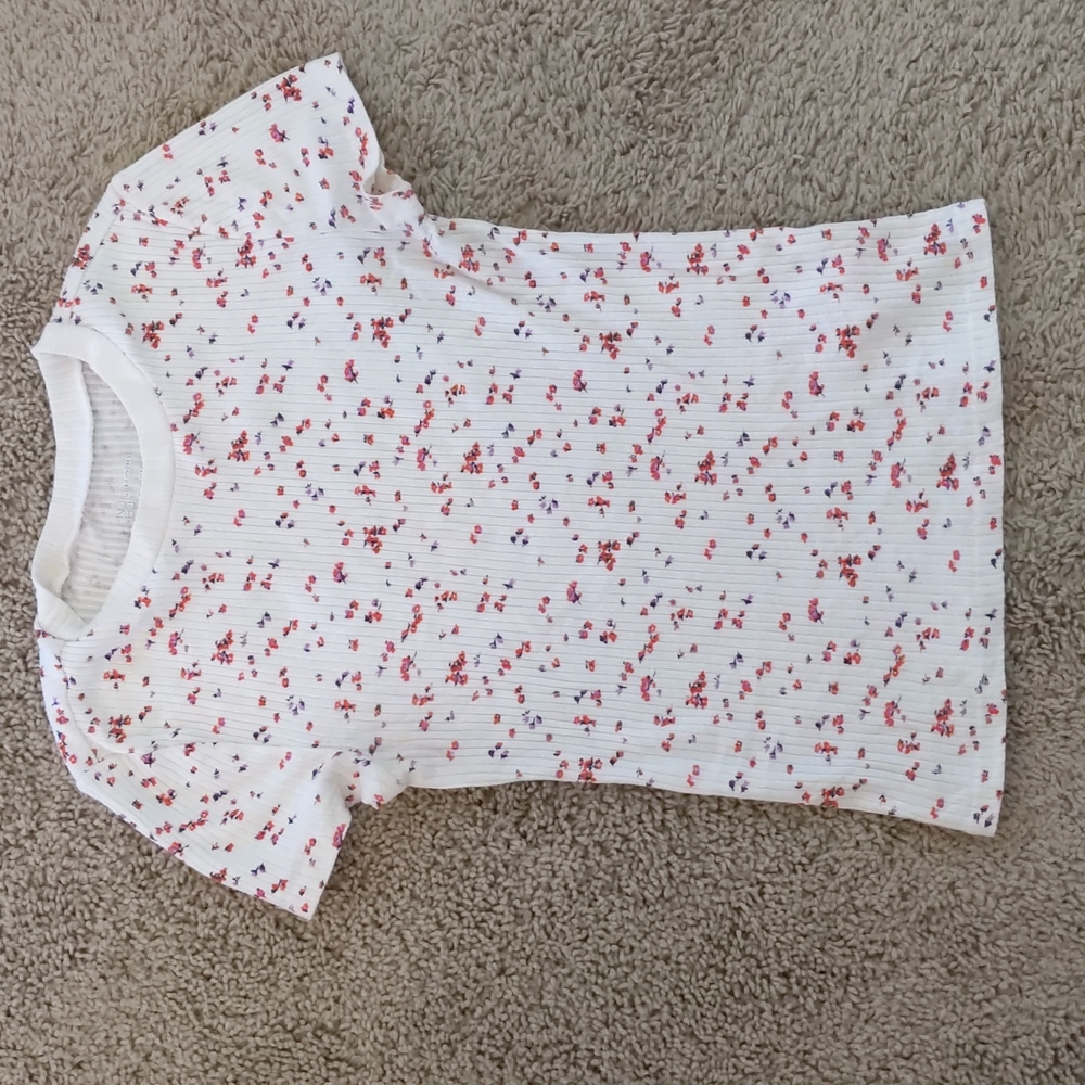 Ribbed Floral No Boundaries XS Cotton Tshirt